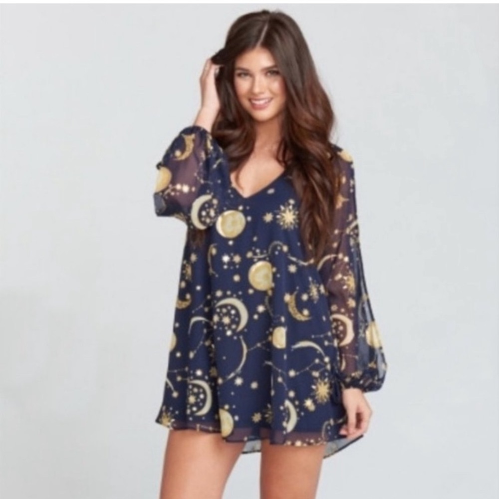 Navy Celestial Print Dress
